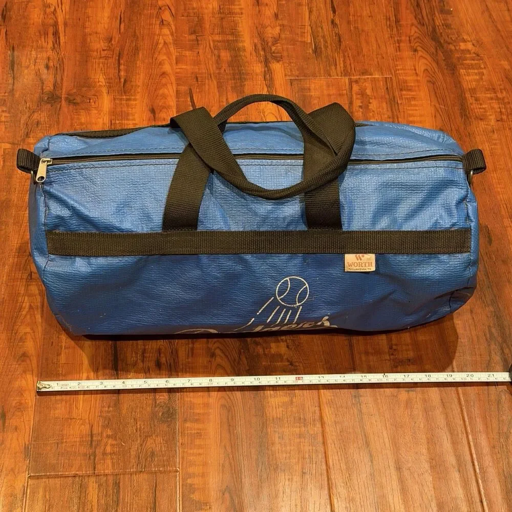 Rare Vintage 1980’s Dodgers Baseball Vinyl Barrel Zip-Up Duffel Bag